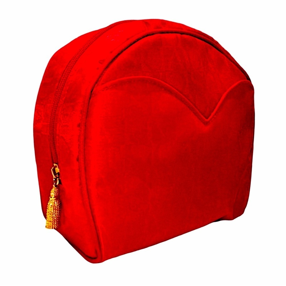 Chantecaille Red Jacquard Cosmetic Bag | Zip Makeup Travel Organizer | NWOT